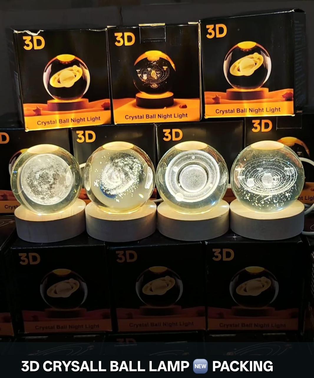 LED Galaxy Crystal Ball Lamp | 3D Planet Moon Night Light | Bedroom & Party Home Decor | Kids Birthday Gift (Random Design)