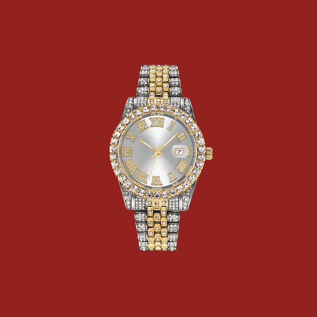 New Popular Quartz Fashion Luxury Rhinestone Men's Watch Trendy Alloy Diamond Calendar Business Men's Watch